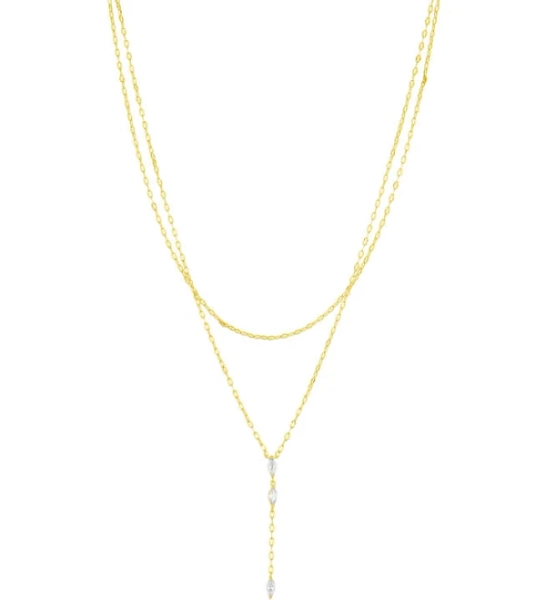 And Now This Cubic Zirconia Double Layer Y Necklace