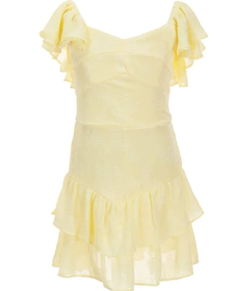 Rare Editions Big Girls Flutter Sleeve Sweetheart Organza Dress
