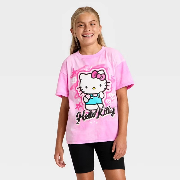 Girls' Hello Kitty Short Sleeve Oversized Graphic T-Shirt - Pink : Target
