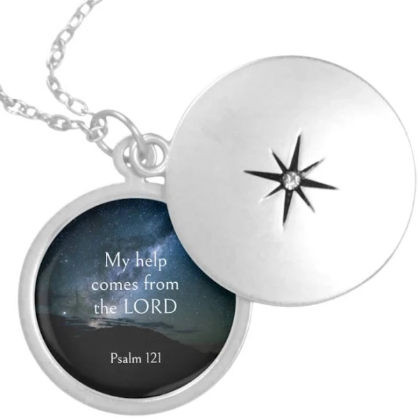 Scripture Comfort My Help Comes from The Lord Locket Necklace