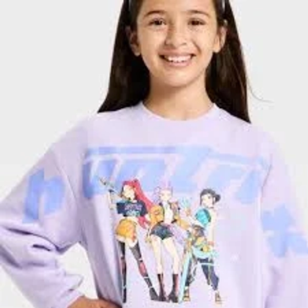 Kpop Demon Hunters Huntrix Girls' Graphic Pullover Sweatshirt