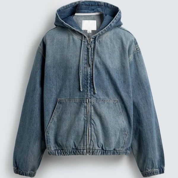 Zara Men's Washed Hooded Jacket