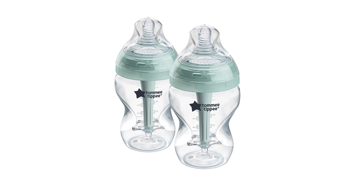 Tommee Tippee Advance Anti-Colic Bottle With Slow Flow Teats 260Ml 0M+ 2 Pack Green | Baby Bunting NZ