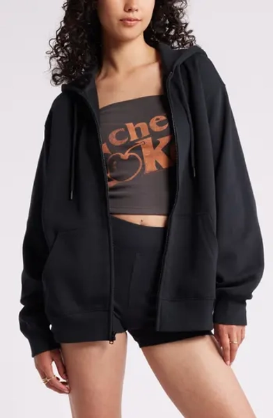 Oversize Zip Fleece Hoodie