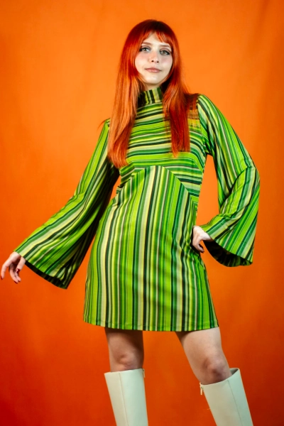 Ursula Green Stripes Minidress — The Ginger Cat