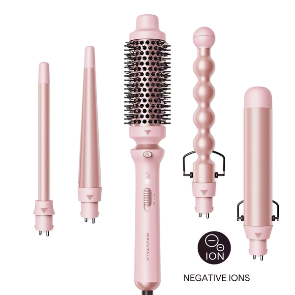 Wavytalk 5 in 1 Curling Iron Set, Ceramic Curling Wand from 0.5 to 1.25 inch and a Thermal Brush, Fast Heat Up , Dual Voltage, Pink - Walmart.com