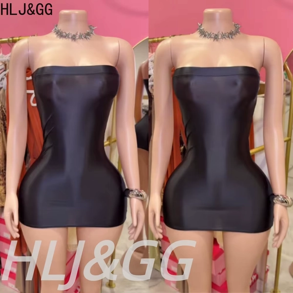 HLJ&GG Sexy See Though Bodycon Mini Tube Dress Women Off Shoulder Glossy Slim Party Clubwear Summer New Backless Vestidos 2026 - AliExpress 200000345