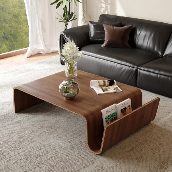 41.3" Modern Wood Brown Coffee Table, Solid Wood Living Room Table | Wayfair