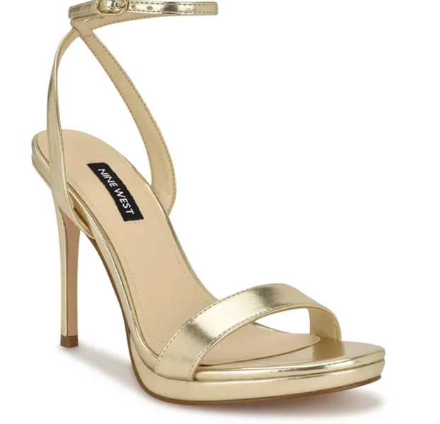 Nine West Women's Loola Ankle Strap High Stiletto Sandals - Laminated Denim