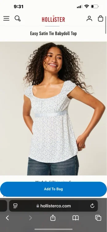 Hollister Satin Baby Doll Top 