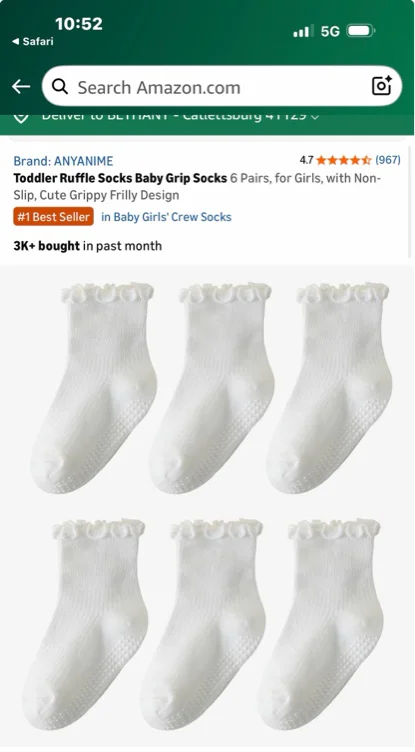 Amazon.com: ANYANIME 6 Pairs Toddler Ruffle Socks for Girls Baby Grip Socks Non Slip Socks Cute Grippy Frilly : Clothing, Shoes & Jewelry