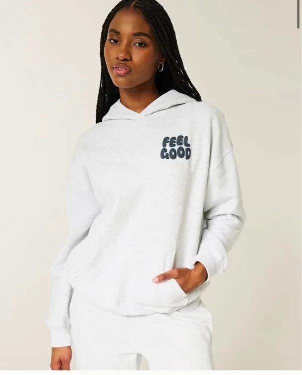 Hollister Feel Good Oversized Logo Graphic Camo Hoodie
