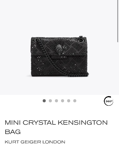  MINI KENSINGTON Black Crystal Cross Body Fabric Purse by KURT GEIGER LONDON