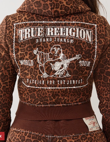 

LEOPARD CRYSTAL BIG T SHRUNKEN HOODIE - Brown Multi | True Religion

