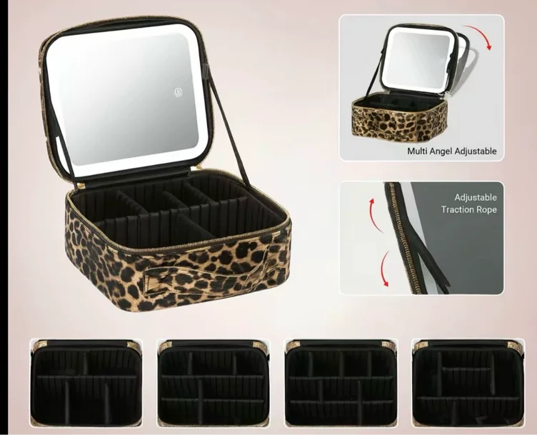 Behaesty Leopard Print 3-in-1 LED Vanity Makeup Bag with 3 Detachable - TikTok Shop