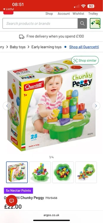 Buy Quercetti Chunky Peggy | Early learning toys | Argos