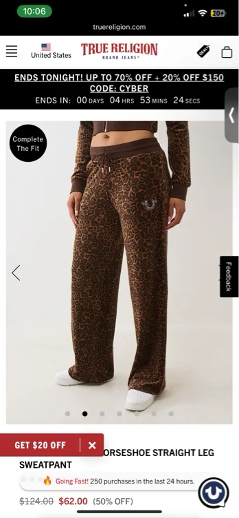 

VELOUR CRYSTAL HORSESHOE STRAIGHT LEG SWEATPANT - Brown Multi | True Religion

