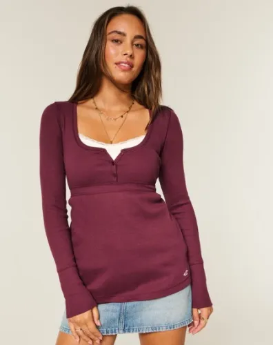 Easy Tie-Back Henley Babydoll Top