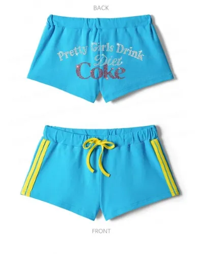Rhinestone Pretty Girls Drink Diet Coke Y2K Drawstring Mini Shorts Cherrykitten