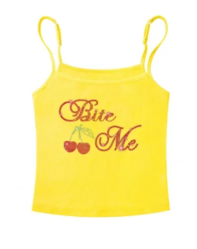 Rhinestone Red Cherry Bite Me Y2K Spaghetti Strap Cami Cherrykitten
