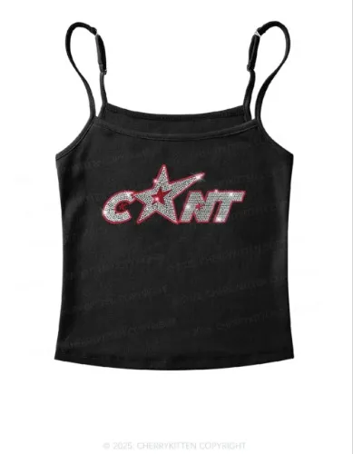 Rhinestone Star Cxxt Y2K Spaghetti Strap Cami Cherrykitten
