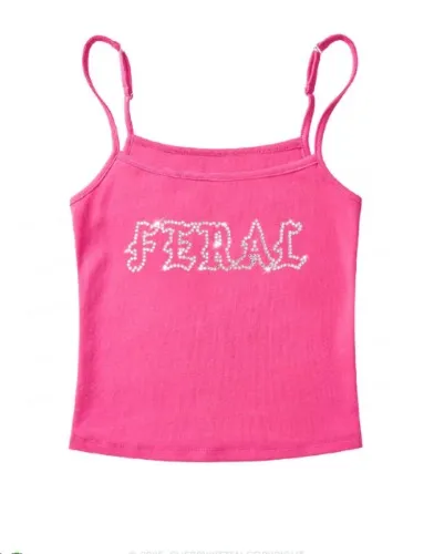 Rhinestone Feral Y2K Spaghetti Strap Cami Cherrykitten