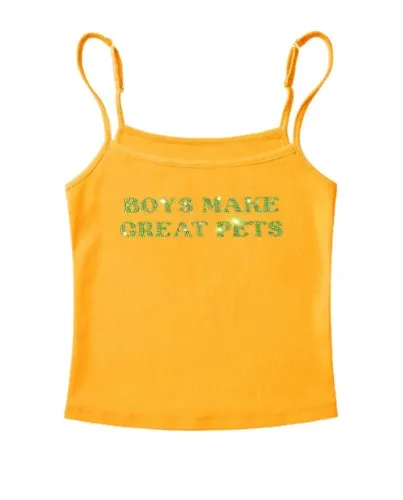Rhinestone Boys Make Gr8 Pets Y2K Spaghetti Strap Cami Cherrykitten