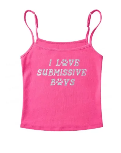 Glitter I Love S Boys Y2K Spaghetti Strap Cami Cherrykitten