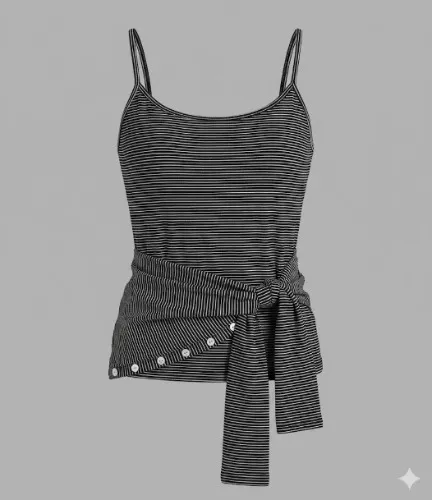 Camiseta feminina EZEK de manga comprida com gola Henley e listras bidirecionais, modelo regata casual retrô de verão com caimento justo.