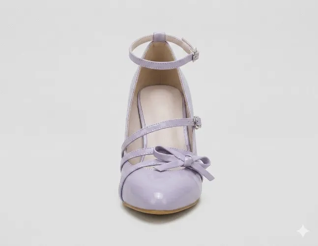  sapatos de salto alto florais roxos, design original Lolita, sapatilhas stiletto Tao Xiaowu, sapatilhas elegantes para o dia a dia.