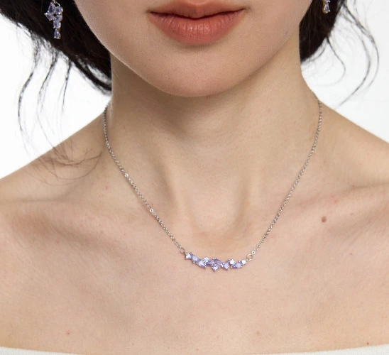 And Acc Original Design Geometric Irregular Purple Zircon Necklace Smiley Face High-End Temperament Clavicle Chain