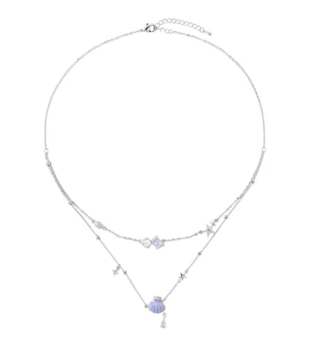 Viviwell Star Falling Deep Sea Dreamy Purple Exquisite Double Layer Necklace Fashionable Simple Shell Pendant Clavicle Chain