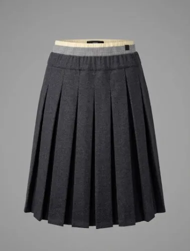 Saia plissada estilo miu xadrez patchwork EZEK, modelo preppy, feminina, para primavera e verão, retrô, casual, versátil, em formato A.