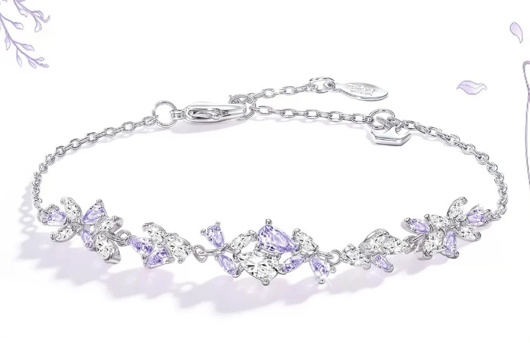 Disney Wisteria Flower Bracelet for Girls, Light Luxury, Niche, Exquisite Purple Women's Style, Birthday Gift, Chinese Valentine's Day Gift for Girlfriend