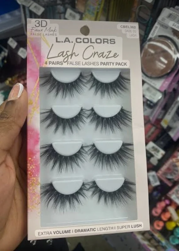 L.A  Colors Lash Craze 4 Pair False Lashes Party Pack