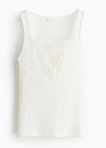 Lace-Detail Top - White