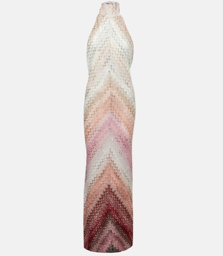 MISSONI Zigzag halterneck lamé maxi dress