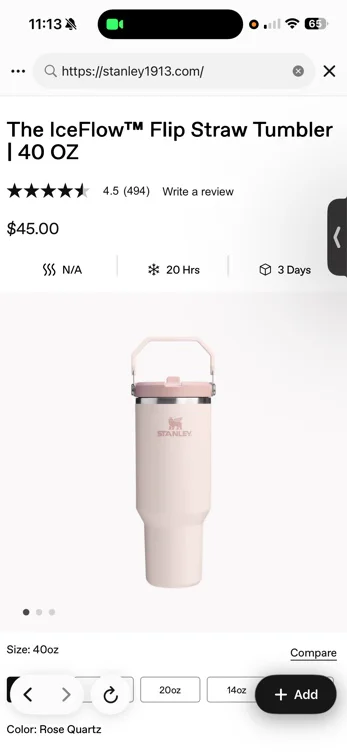 The IceFlow™ Flip Straw Tumbler | 40 OZ