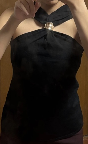 black halter with gold detailing 