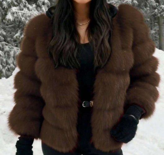 brown fuzzy coat