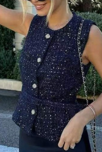 navy button up top 