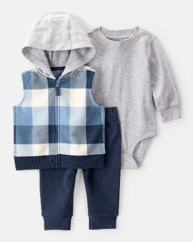 Carter’s Baby 3-Piece Plaid Little Vest Set