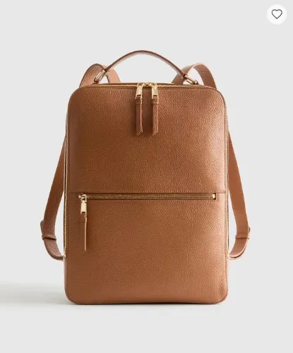 Italian Leather Laptop Backpack in Cognac