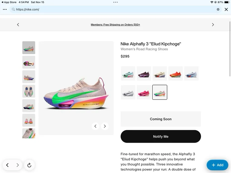 #1 Nike Alphafly 3 Women's Road Racing Shoes “Eliud Kipchoge”