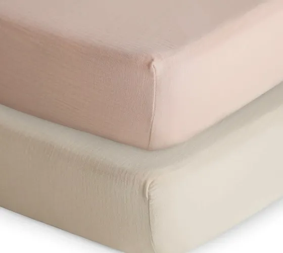 Extra Soft Muslin Crib Sheet - 2 Pack (Blush/Fog)