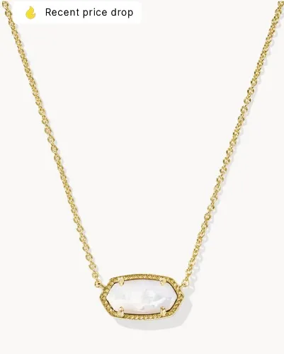 Elisa Gold Pendant Necklace in Ivory Mother-of-Pearl