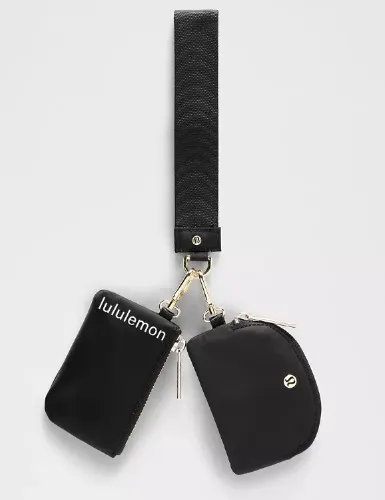 Dual Pouch Wristlet - Black/Gold - ONE SIZE