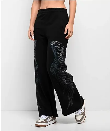 Affliction Isadore Black Wide Leg Sweatpants