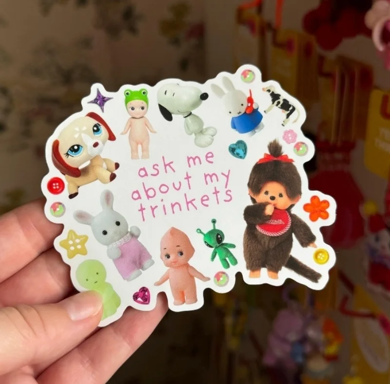 Ask me about my trinkets little guy vinyl sticker