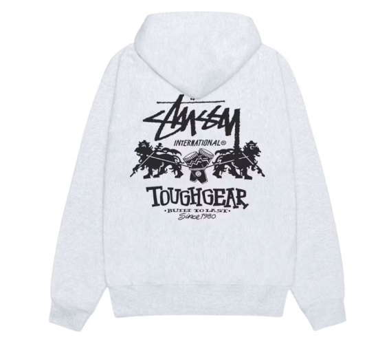 Stussy Tough Gear International Hoodie Ash Heather